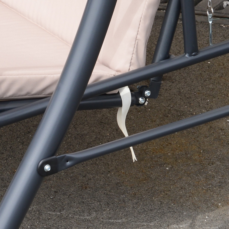 Best 3-Seater Swing Chair, Steel, Polyester-Beige - Image 9