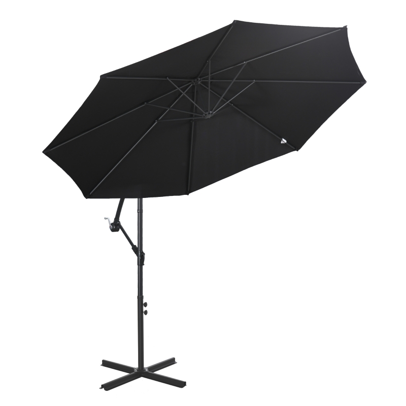 Best 2.45m Overhanging Cantilever Parasol, Heavy Duty Waterproof Garden Umbrella with Cross Base, Black - Image 13