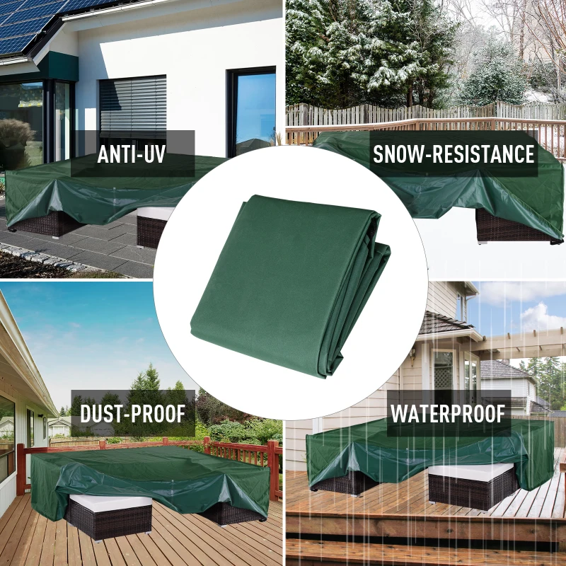 Best Outdoor Garden Furniture Cover Waterproof, Anti-UV 600D Heavy Duty Oxford Fabric Patio Furniture Cover for Rectangular Sofa Table Set, Green, 205 x 145 x 70 cm - Image 6
