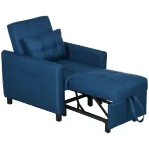 Best Linen-Look Single Chair Bed - Blue