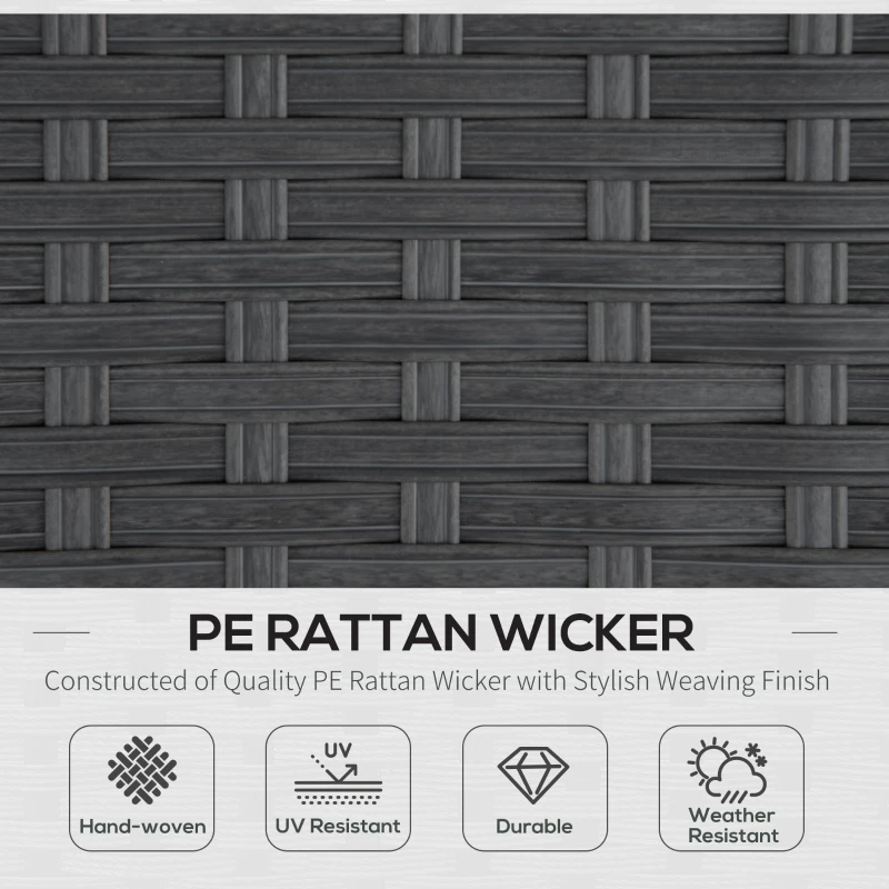 Best 9-Seater Garden Rattan Furniture 10 Pcs Rattan Corner Dining Sofa Set, Grey/Dusty Blue Cushion - Image 4