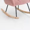 Upholstered Tufted Teddy Fabric Rocking Chair with Headrest and Backrest, Wooden Frame, Painted Metal Base, 102L x 70W x 105H cm, Pink - Image 7