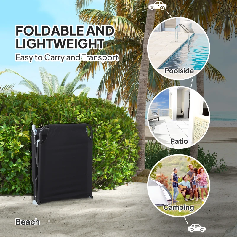 Best Garden Sun Lounger, with Five-Position Back - Black - Image 6