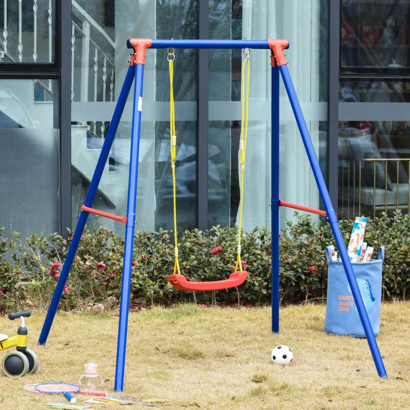 Best Kids Swing Set Toddler Swing Adjustable Rope Heavy Duty A-Frame Stand Outdoor Playset for 3-8 Years Old Blue - Image 10