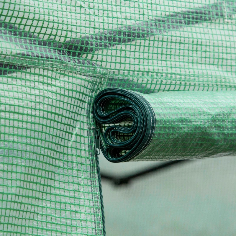 Best Polytunnel Greenhouse Walk-in Grow House Tent with Roll-up Sidewalls, Zipped Door and 8 Windows, 4x3x2m Green - Image 8