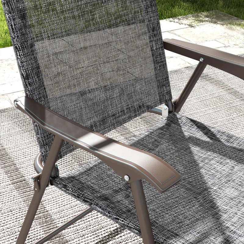 Best Set of Two Folding Garden Chairs, with Fabric Mesh Seats - Grey - Image 8