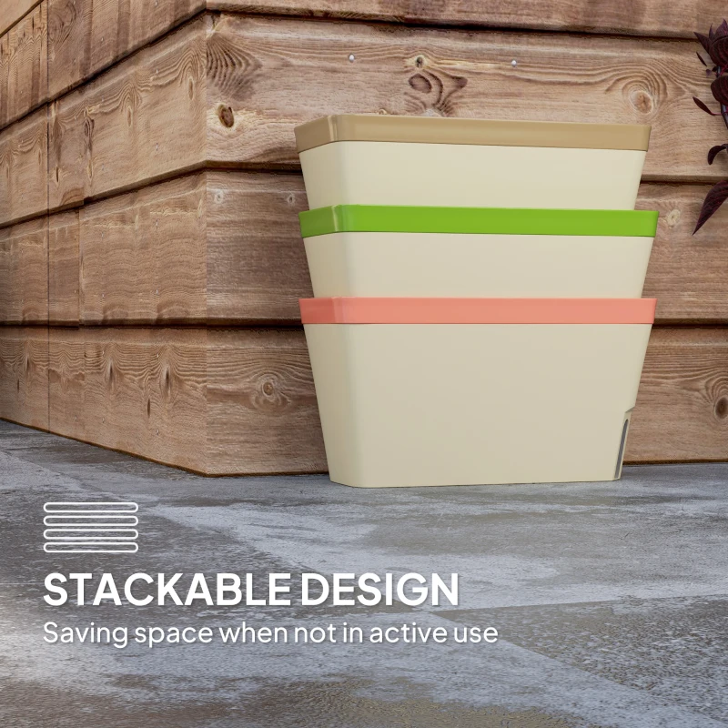 Best Set of 3 Self Watering Plant Pots Outdoor, 27cm Rectangular Garden Planters with Visual Water Level Window, Plastic Flower Pots for Indoor Outdoor Garden Balcony Windowsil - Image 6