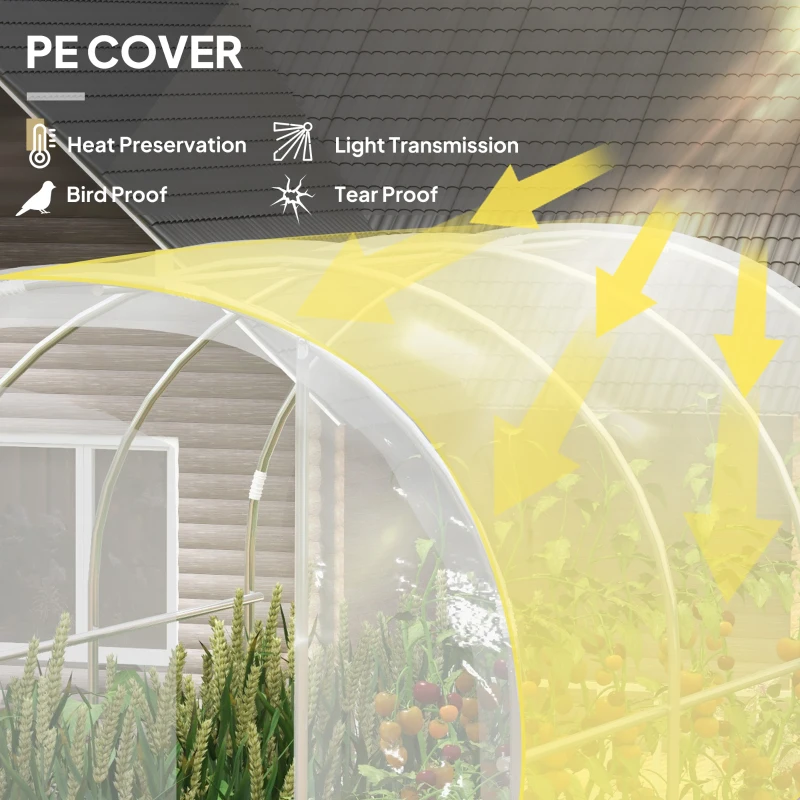 Best Polytunnel Greenhouse Walk-in Grow House with PE Cover, Door and Galvanised Steel Frame, 3 x 2 x 2m, Clear - Image 4