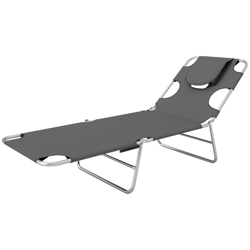 Best Reclining Face Hole Sun Lounger - Dark Grey - Image 11