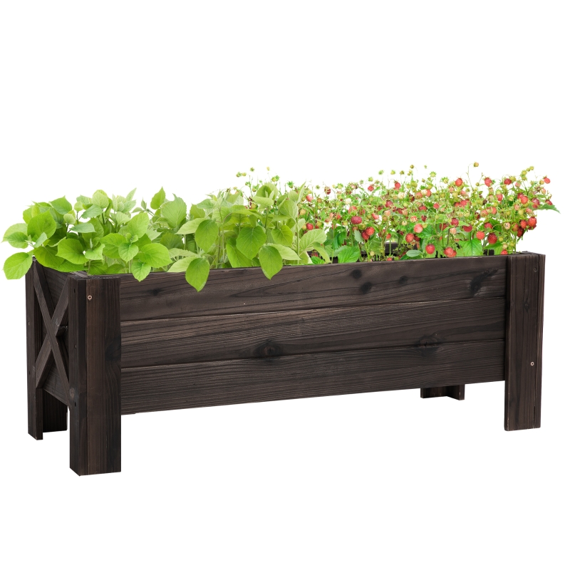 Best 58L Garden Raised Bed Planter Grow Containers for Outdoor Patio Plant Flower Vegetable Pot Fir Wood, 100 x 36.5 x 36 cm, Carbonized Colour - Image 12