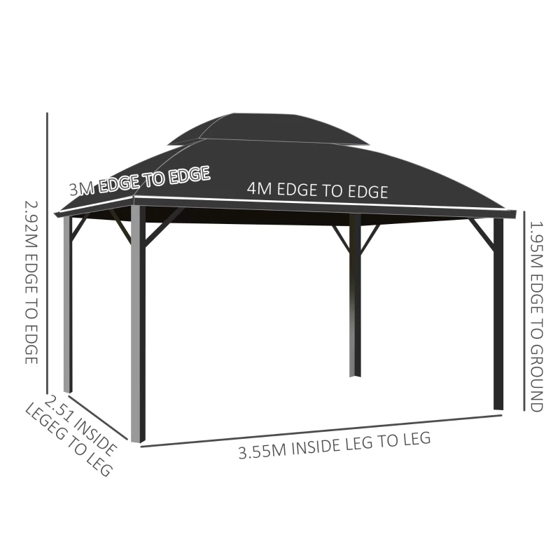 Best 4 x 3m Aluminium Frame Hard Gazebo, with Accessories - Brown - Image 3