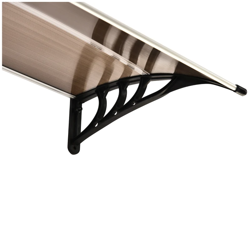 Best Front Door Canopy Outdoor Awning Aluminium Rigid Plastic Polycarbonate Rain Shelter UV Water Rain Resistant 120 x 75cm Brown - Image 7