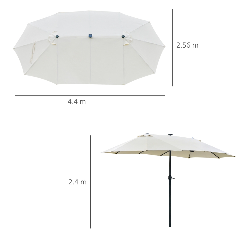 Best 4.4m Double-Sided Sun Umbrella Patio Parasol LED Solar Lights Cream White - Image 3