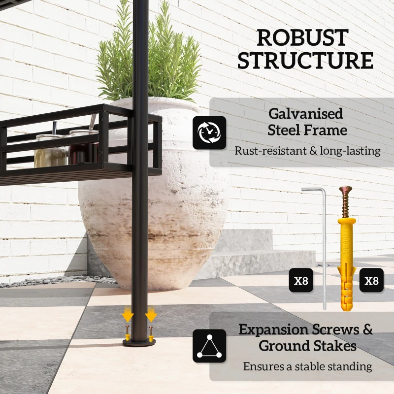 Best 150 x 240cm BBQ Grill Gazebo, with Shelves - Grey - Image 6