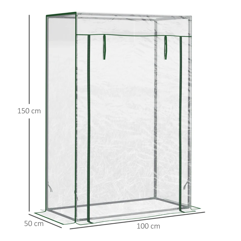 Best Tomato Greenhouse with Roll-up Door, Mini Greenhouse with PVC Cover, Outdoor Grow House Small Green House for Yard, Balcony, Garden, 100 x 50 x 150cm, Transparent - Image 3