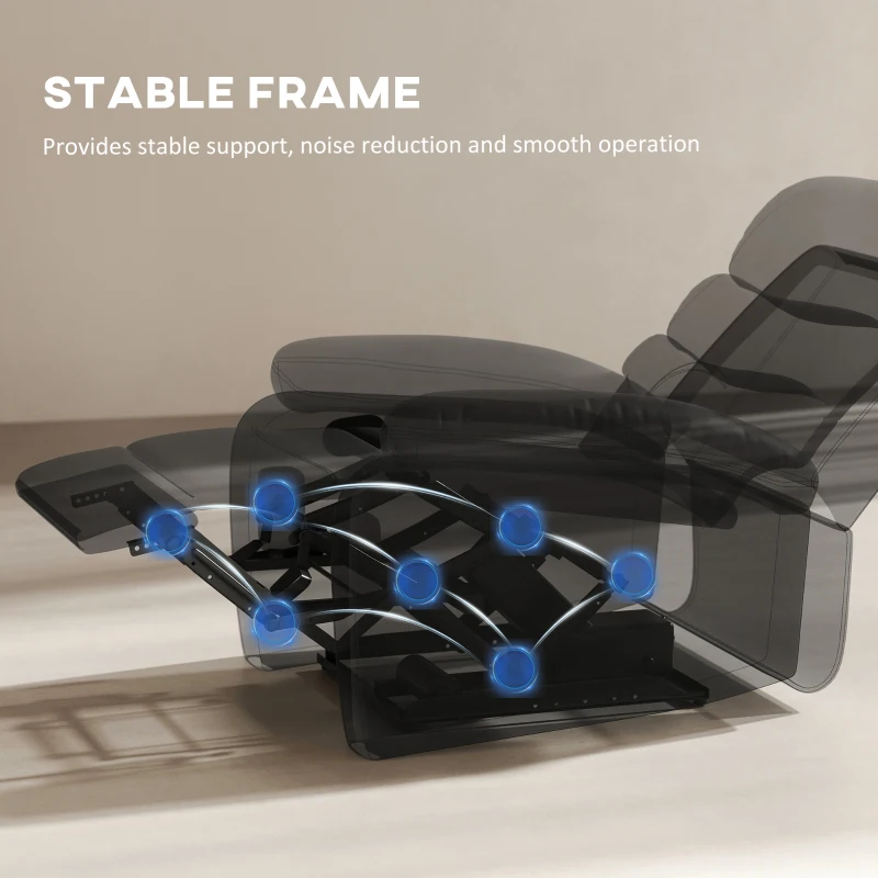 Best PU Leather Reclining Chair, Manual Recliner Chair with Padded Armrests, Retractable Footrest and Wood Frame, Black - Image 6