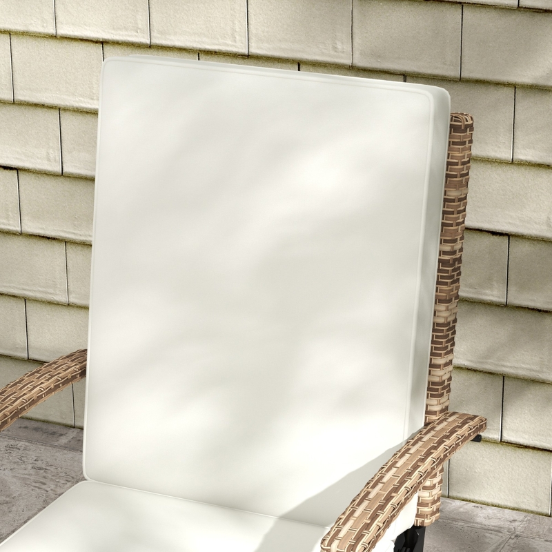 Best 80° Reclining Rattan Lounger - White/Brown - Image 9
