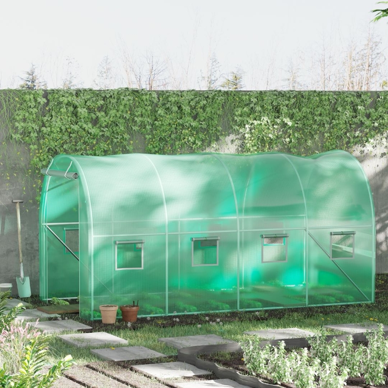 Best Walk-in Polytunnel Greenhouse, Outdoor Garden Tunnel Greenhouse Tent with Zipped Roll-Up Door and 8 Mesh Windows, 4 x 2M - Image 12