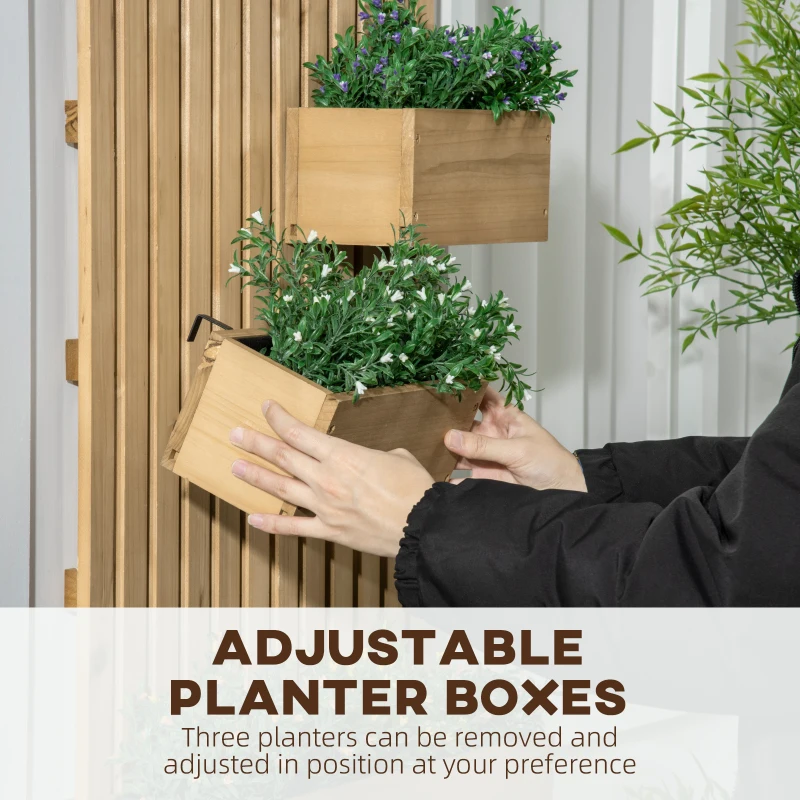 Best Wall-mounted Wooden Garden Planters with Trellis, Drainage Holes and 3 Planter Boxes for Patio, Natural - Image 5