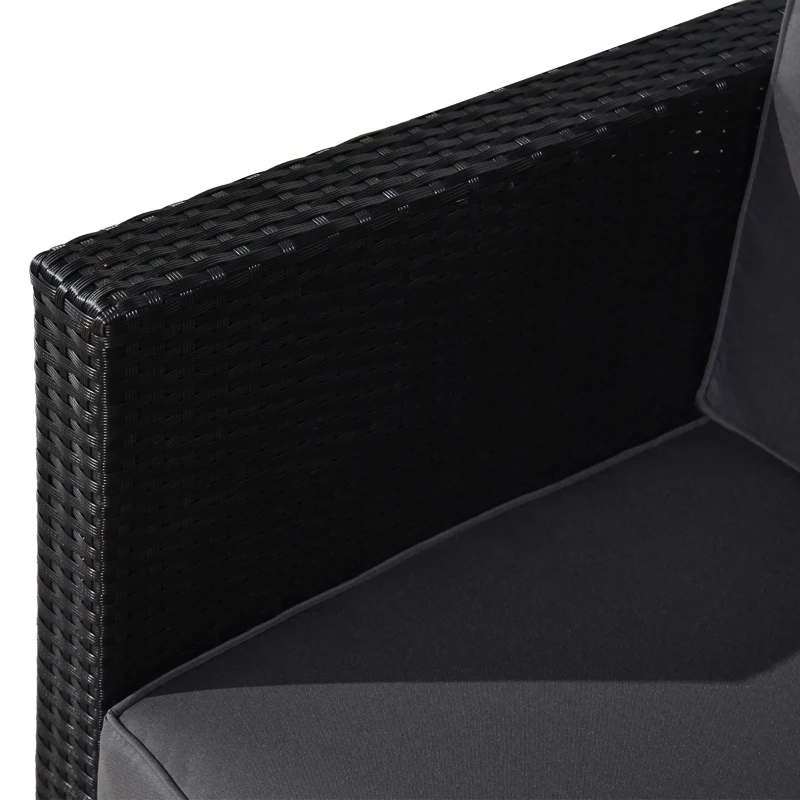 Best 3 Pieces Rattan Bistro Set, Wicker Garden Furniture Set with Glass Top Coffee Table and Chairs, Thickened Washable Cushions for Outdoor, Patio, Balcony, Black - Image 8