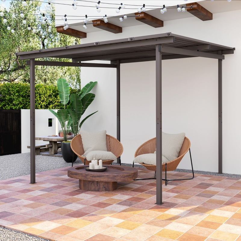 Best 3 x 3(m) Garden Pergola with Waterproof Metal Roof, Lean to Pergola Hardtop Gazebo, Wind-resistant Outdoor Sun Shade, Easy to Assemble - Image 9