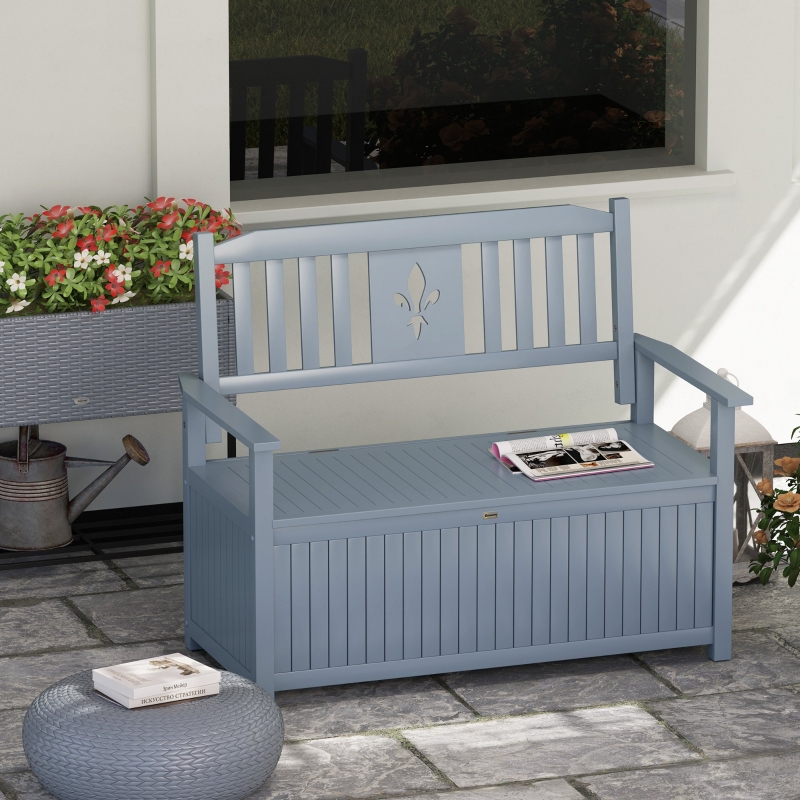 Best Two-Seater Wooden Storage Bench - Grey - Image 10