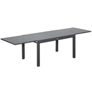 Best Extendable Garden Table 135-270cm x 90cm x 75cm, 10 Seater Outdoor Dining Table with Aluminium Frame for Lawn, Balcony and Backyard, Grey