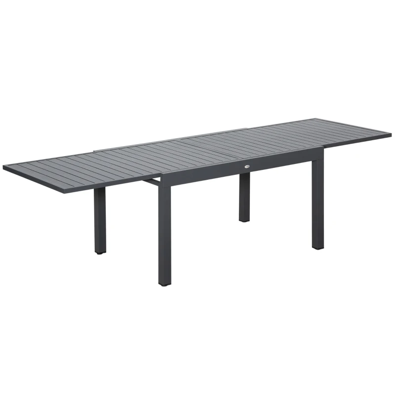 Best Extendable Garden Table 135-270cm x 90cm x 75cm, 10 Seater Outdoor Dining Table with Aluminium Frame for Lawn, Balcony and Backyard, Grey
