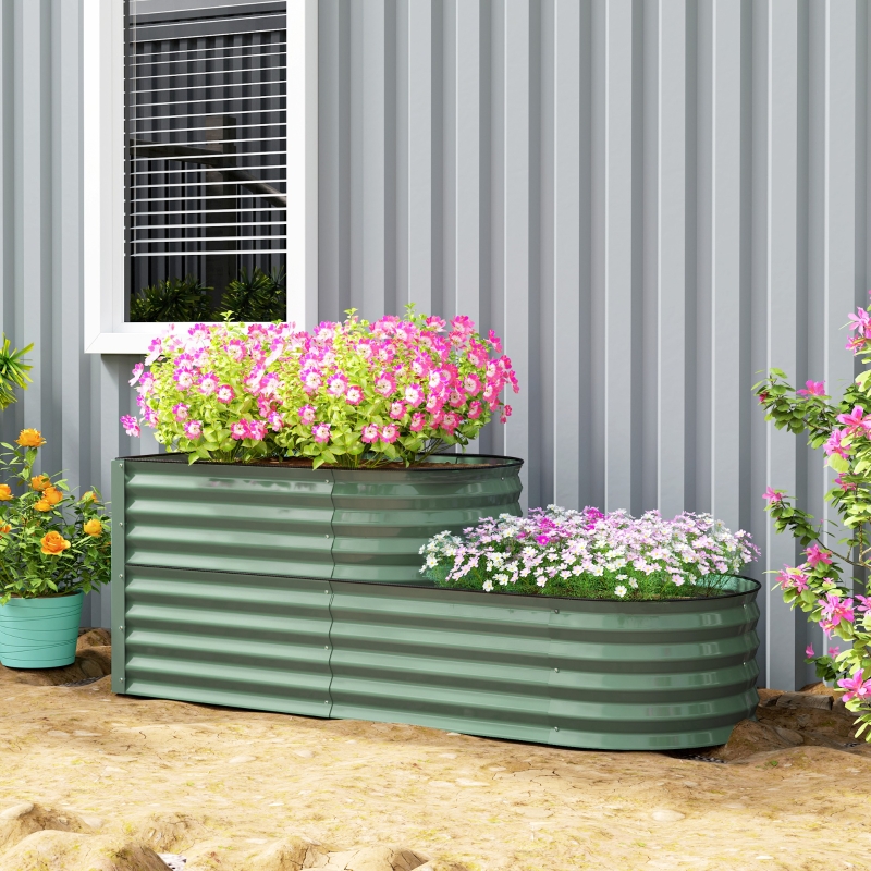 Best Two-Tier Galvanised Steel Garden Planter - Light Green - Image 10