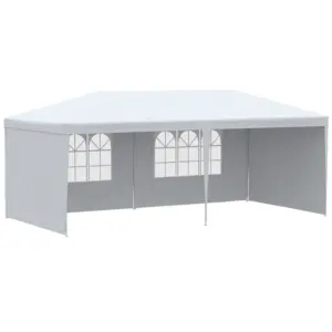Best 6 x 3 m Party Tent Gazebo Marquee Outdoor Patio Canopy Shelter with Windows and Side Panels White