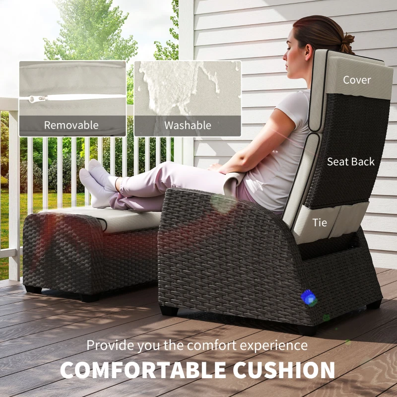 Best 5-Piece Rattan Garden Furniture Set with Cushions - Brown - Image 6