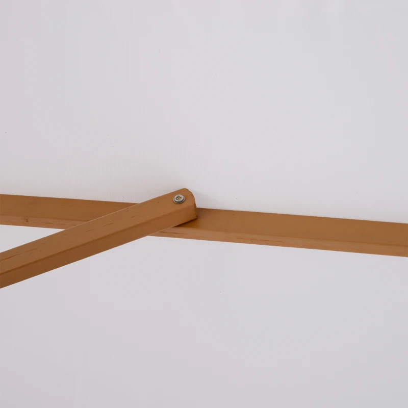 Best 3(m) Garden Parasol, Pulley Operated Patio Umbrella, Wooden Table Market Umbrella with Rope Pulley Mechanism and 8 Ribs, Cream White - Image 7