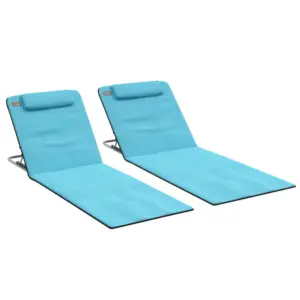 Best Set of Two Metal Frame Beach Chairs, with Reclining Backs - Blue