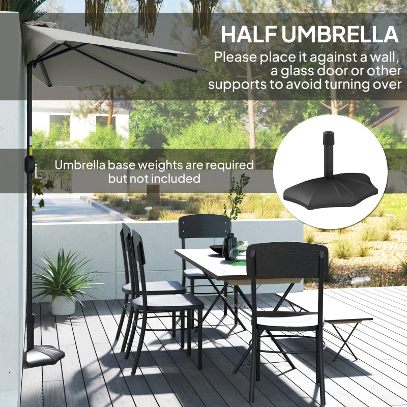 Best Half Round Parasol Umbrella - Light Grey - Image 5