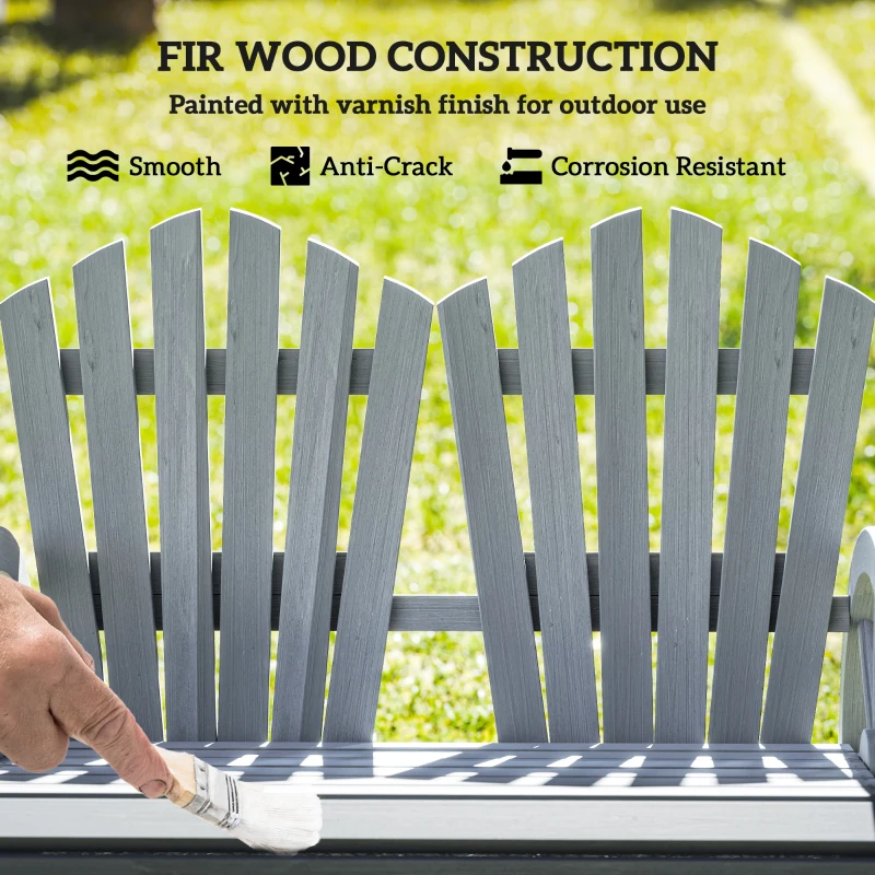 Best Fir Wood Love Seats with Wheel-Shaped Armrests, Large Load-Bearing Chair, Grey - Image 5