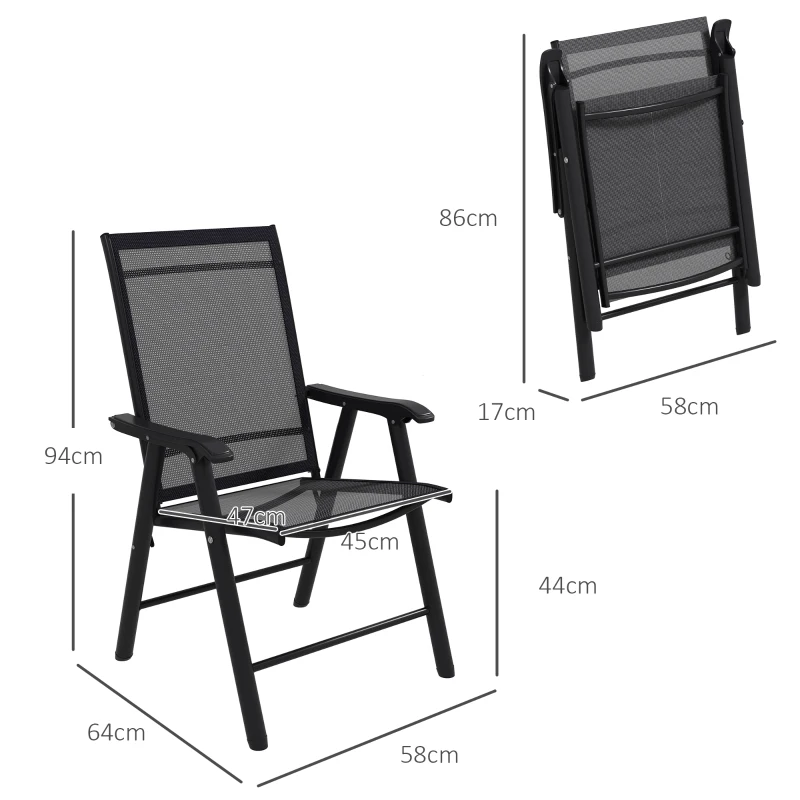 Best Set of Four Folding Garden Chairs - Black - Image 3