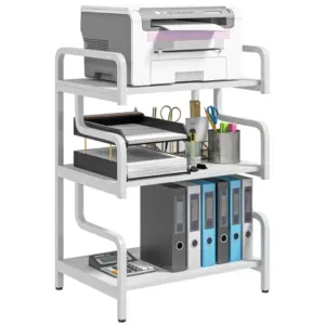 Best 3-Tier Printer Stand with Storage Shelves, Printer Table, 55 x 40 x 77cm Printer Shelf for Home Office, Study, White