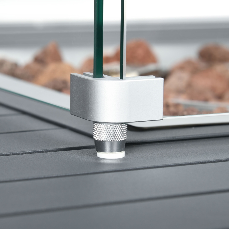 Best 6-Piece Aluminium Garden Furniture Set with Fire Pit Table, Outdoor Dining Sofa Set with Cushions, Loveseats and Footstools, Sectional Corner Conservatory Furniture for Patio, Grey - Image 9