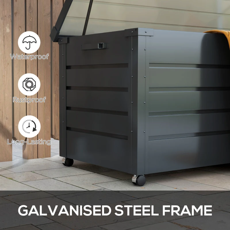 Best 311L Galvanised Steel Garden Storage Box, with Lock - Dark Grey - Image 5