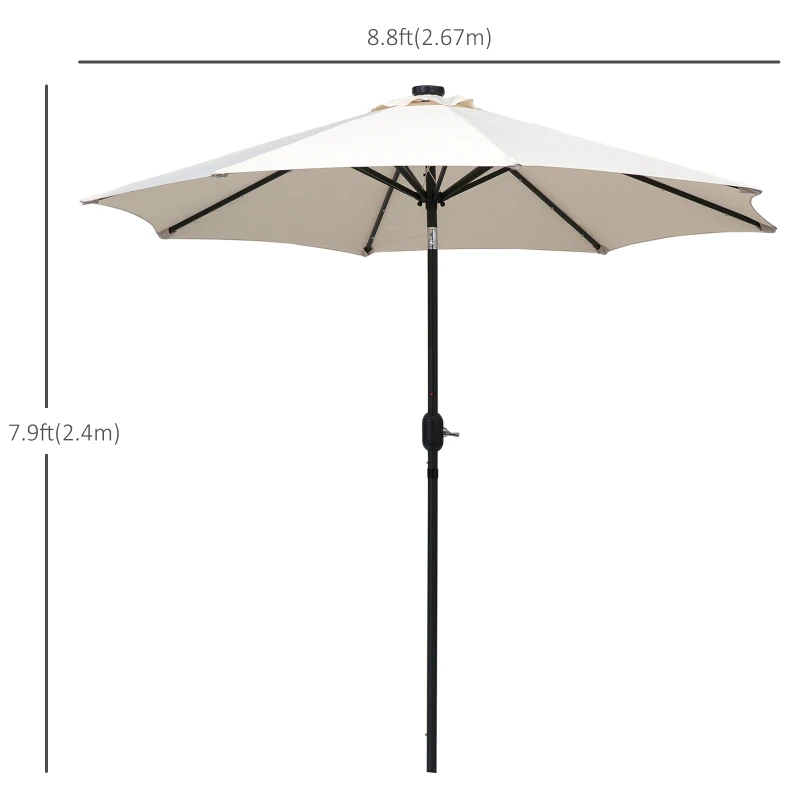 Best 2.7m Patio Garden Umbrella Outdoor Parasol with Tilt Crank and 24 LEDs Lights (Cream) - Image 3