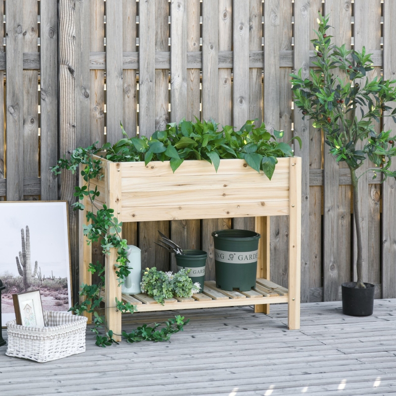 Best Wooden Raised Plant Stand Outdoor Flower Bed Box with Clapboard 100 x 40 x 84cm - Image 14