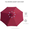 Best 3(m) Tilting Parasol Garden Umbrellas, Outdoor Sun Shade with 8 Ribs, Tilt and Crank Handle for Balcony, Bench, Garden, Wine Red - Image 8