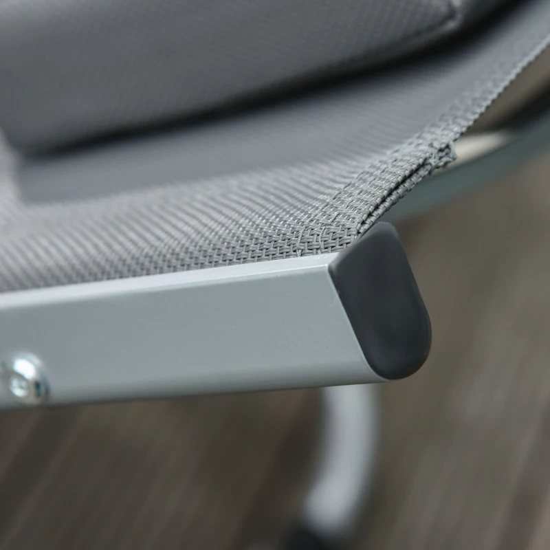 Best Sun Lounger Reclining Chair Portable Armchair with Pillow for Garden Patio Outside Aluminium Frame, Dark Grey - Image 8