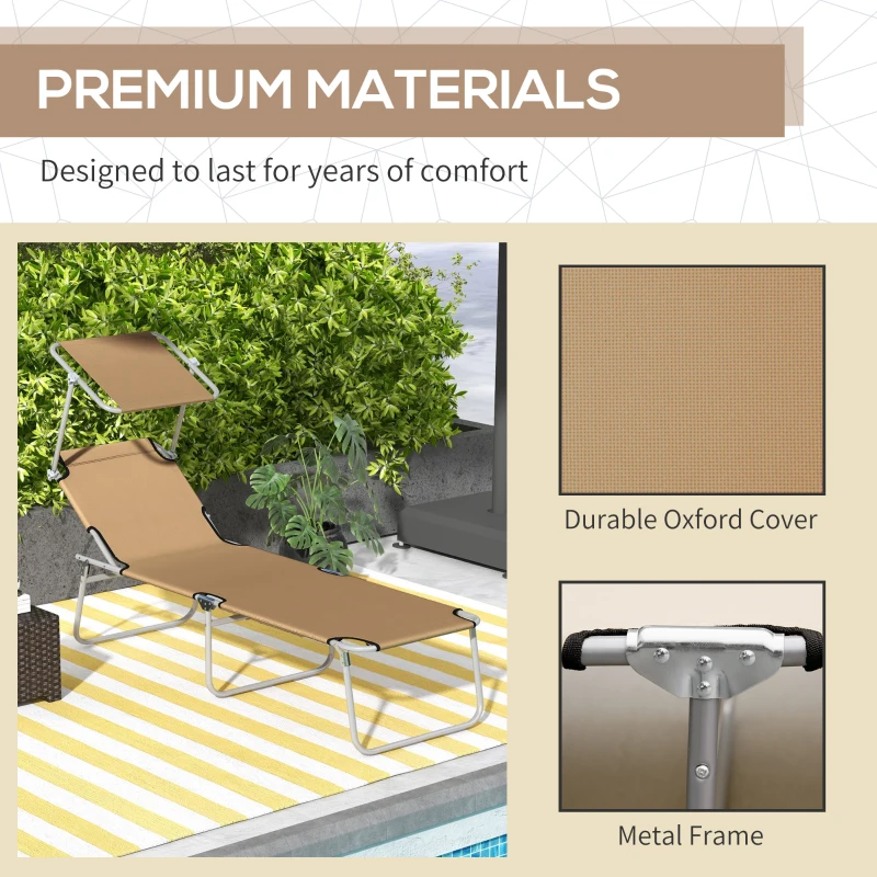 Best Sun Lounger, with Adjustable Face Canopy - Brown - Image 7