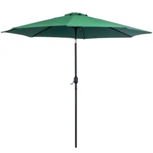 Best 3(m) Tilting Parasol Garden Umbrellas, Outdoor Sun Shade with 8 Ribs, Tilt and Crank Handle for Balcony, Bench, Garden, Green