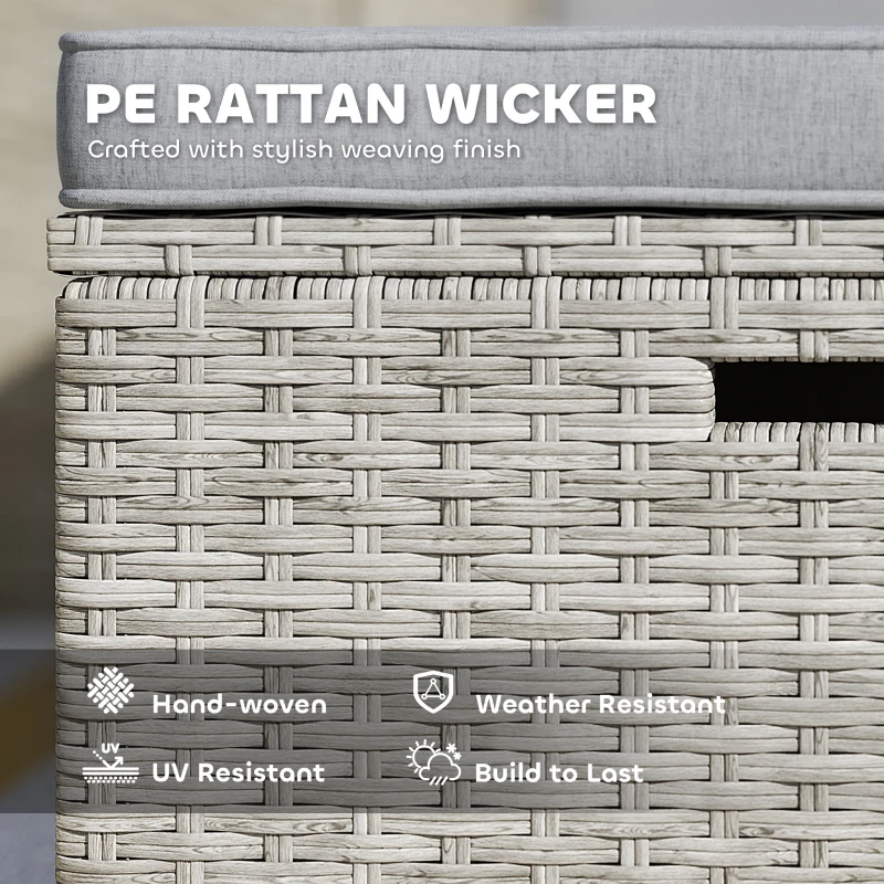 Best 5 Piece Rattan Garden Furniture Set, Nesting Outdoor Furniture Conversation Set with 2 Footstools, WPC Storage Coffee Table and Cushions, Wicker Garden Sofa for Conservatory, Terrace, Grey - Image 5