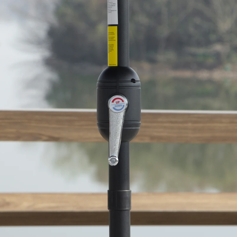 Best 2.7M Garden Parasol Umbrella with Glass Fibre Ribs and Aluminium Frame, Tilting Sun Shade Shelter Canopy, Charcoal Grey - Image 8