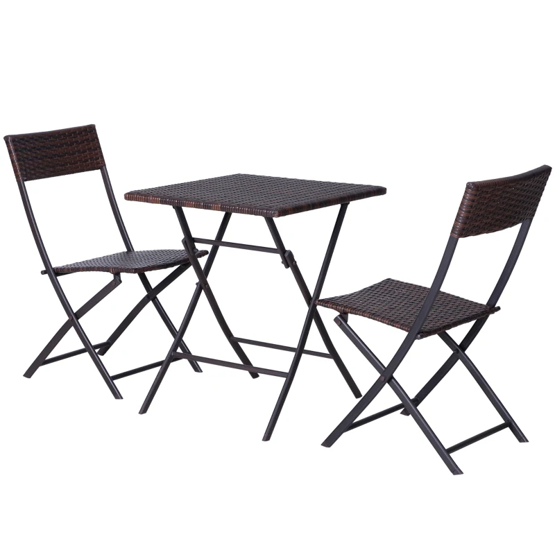 Best 2-Seater Rattan Bistro Set: 1 x table, 2 x chairs-Brown