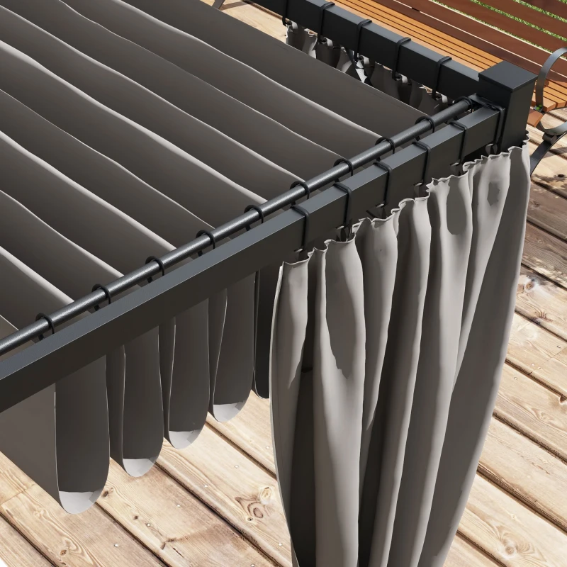 Best 3 x 3m Moving Canopy Metal Pergola, with Curtains - Grey - Image 7