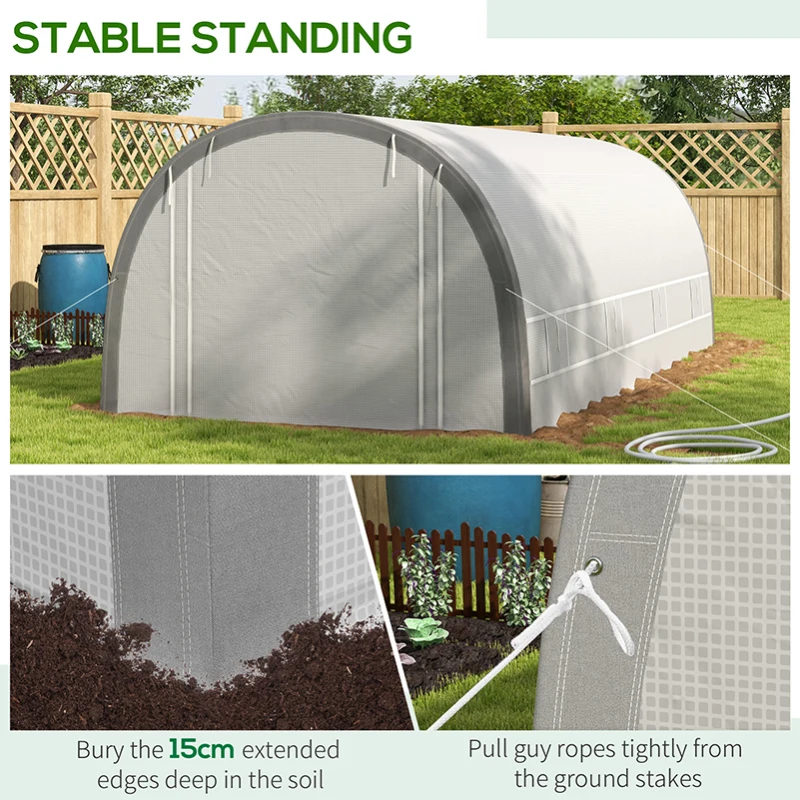 Best 6 x 3(m) Polytunnel Greenhouse with Upgraded Structure, Mesh Door and Windows, 15 Plant Labels, White - Image 7